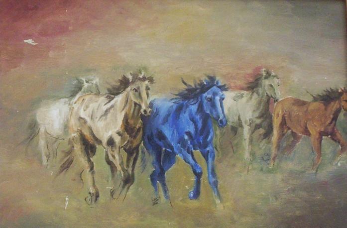 Chevaux nageant - Marie Noëlle Archambault - Click to enlarge