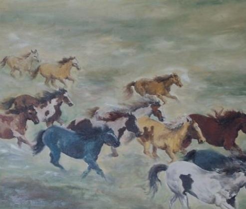 Chevaux traversant - Marie Noëlle Archambault