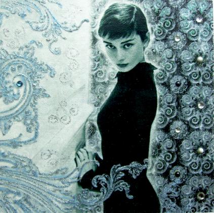 Portrait bleu Audrey Hepburn - Alfeo