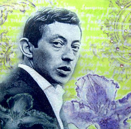 Portrait S.Gainsbourg à la fleur verte - Alfeo