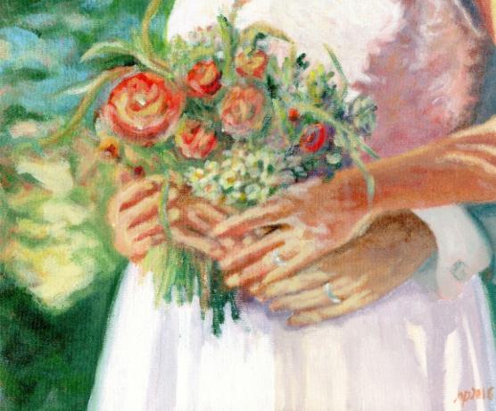 Mains et bouquet - Martine Papanicola