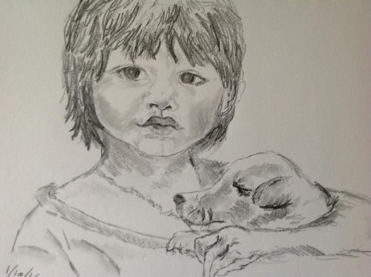 La petite fille au chien - Christel Melin - Click to enlarge
