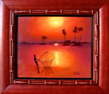 Pêche au coucher de soleil - Nicole Pin