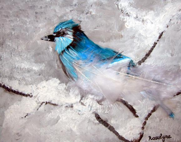 L'oiseau et l'hiver - Roselyne Halluin - Cliquer pour afficher en grand