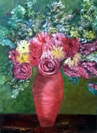 fleurs du jardin en vase - Roselyne Halluin