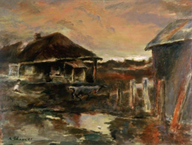 A shtetl scene - Boris Sheynes - Click to enlarge