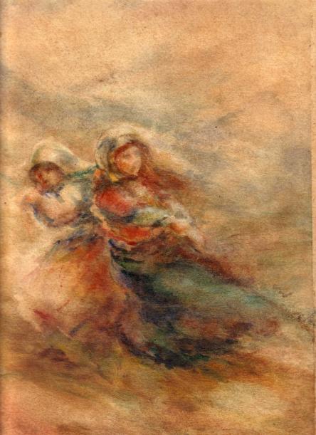 Peasant children in the storm - Ivan Serbezov