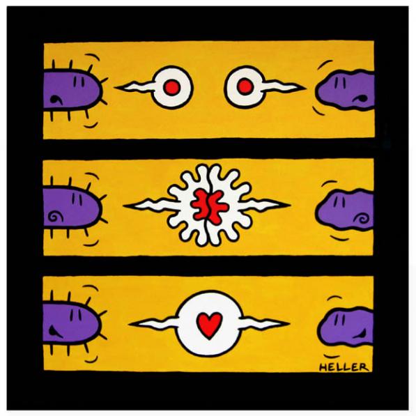 Amour naissant sur fond jaune - Laurent Heller - Click to enlarge