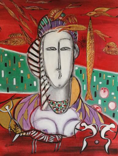 Femme aux poissons - Mario Siano