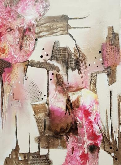 Petit abstrait rose - Christine Bataille