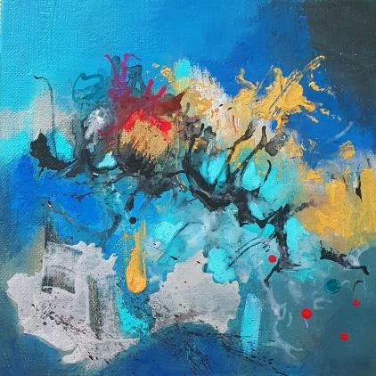Petit abstrait bleu - Christine Bataille