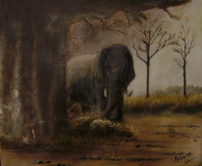 L'éléphant au baobab - Séverine Antoniotti - Cliquer pour afficher en grand