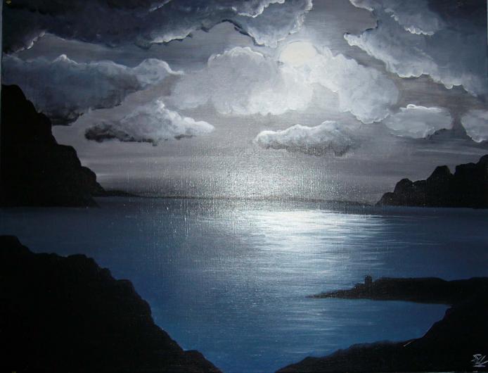 Coucher de lune en corse - Séverine Antoniotti - Cliquer pour afficher en grand