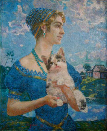 Daughter with kitten - Belerfon Dalakyan