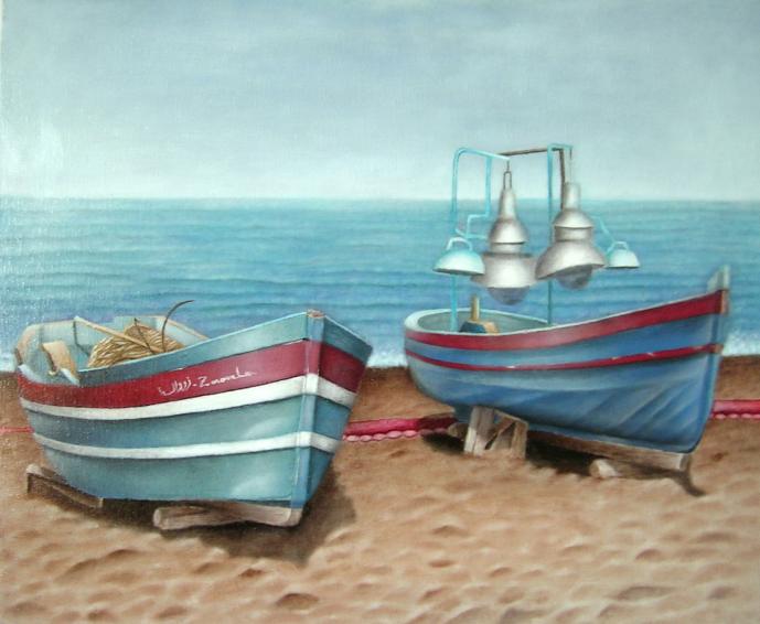 les barques de peche - Abdeslam Zarouala - Cliquer pour afficher en grand