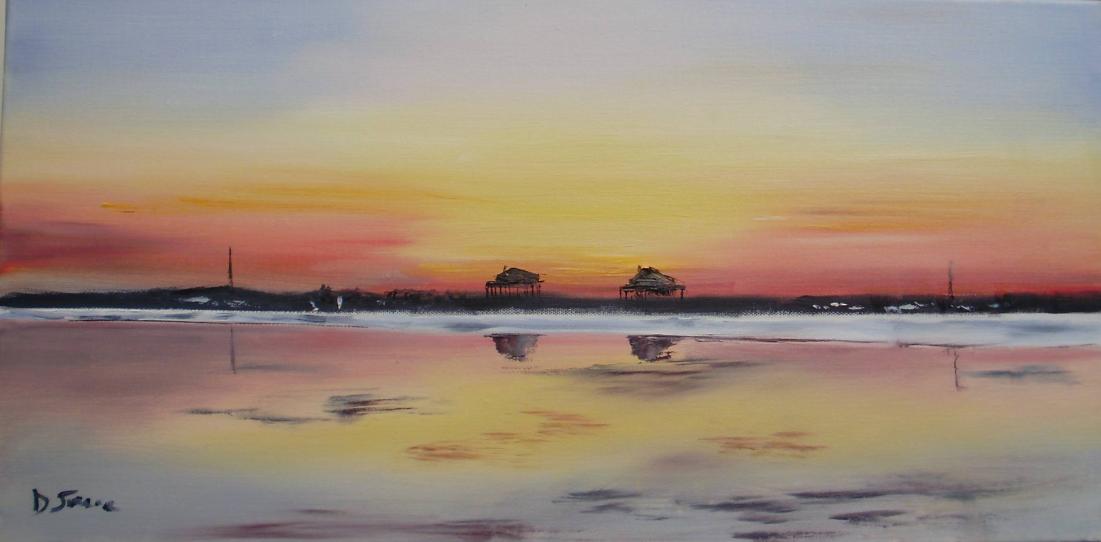 Les Cabanes Tchanquées le soir. - Daniel Serrec - Cliquer pour afficher en grand