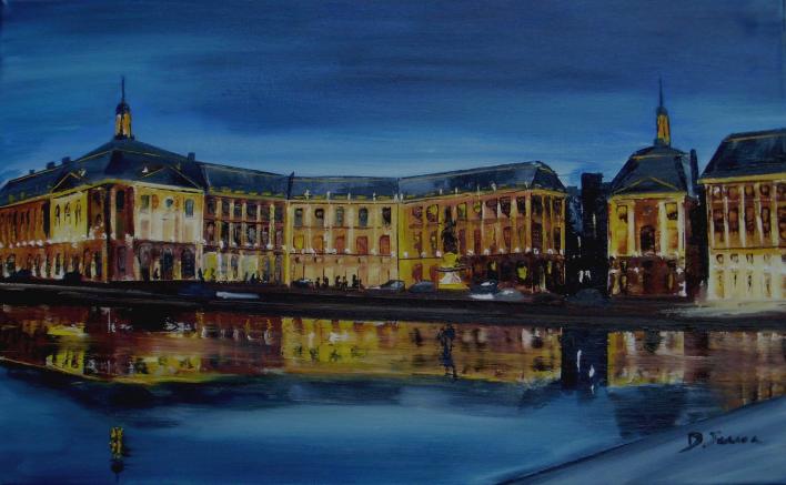 Le soir, place de la Bourse - Daniel Serrec - Cliquer pour afficher en grand