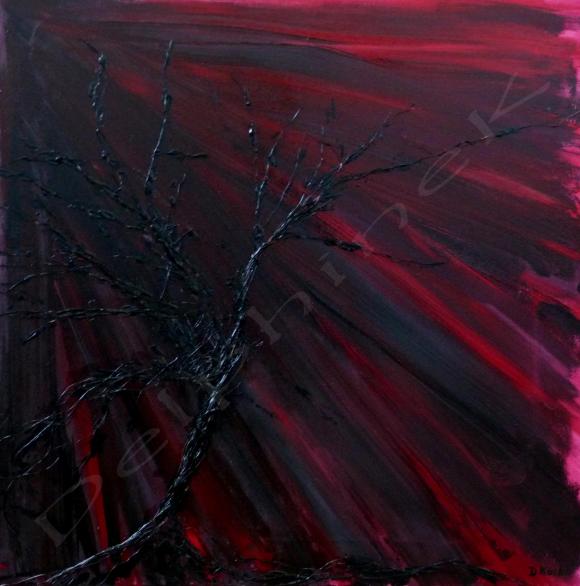 Arbre sur fond rouge et noir - Delphine Kacki - Cliquer pour afficher en grand