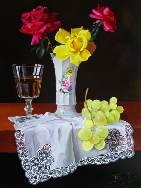 3 roses à la dentelle de Venise - Jean-Marie Bardyn