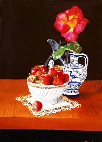 Rose bi-colore au bol de fraises - Jean-Marie Bardyn