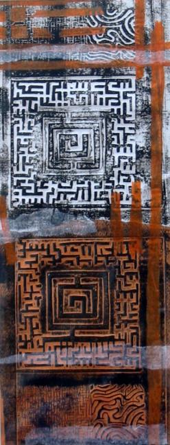 Labyrinthes Yin & Yang ocre et blanc - Alessandra Carlier-Checchia