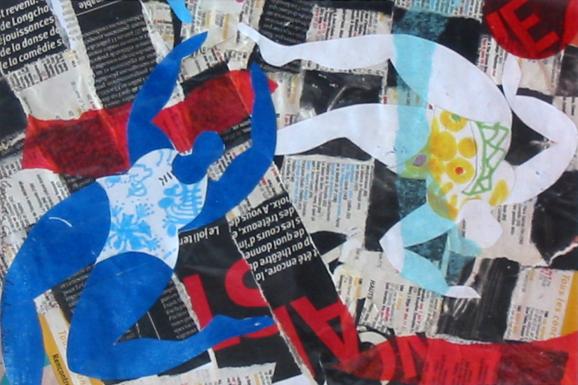 Deux baigneuses sur damier journal - Alessandra Carlier-Checchia - Click to enlarge