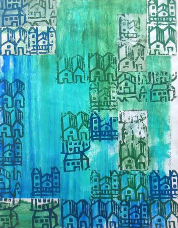 Maisons bleues et vertes - Alessandra Carlier-Checchia