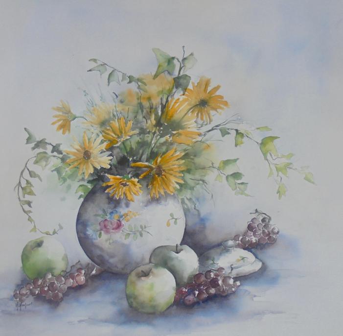 Marguerites jaunes et fruits d'automne - Marie-Charlotte Houpeurt-Chauffeté - Click to enlarge