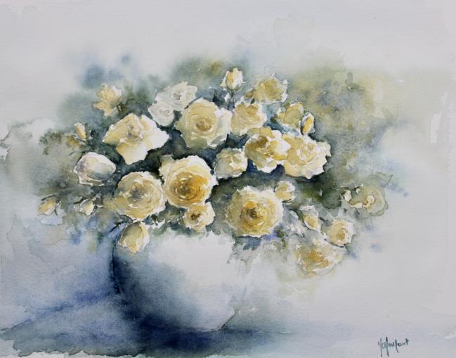 Vase de roses jaunes - Marie-Charlotte Houpeurt-Chauffeté - Click to enlarge