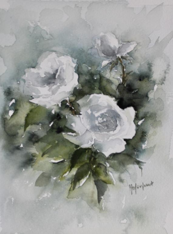 Roses blanches 2 - Marie-Charlotte Houpeurt-Chauffeté