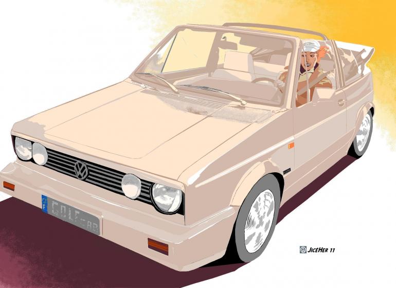 La dame en golf cab - JCR - Cliquer pour afficher en grand