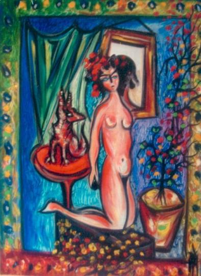 Jeune fille au chien - Guy Tel