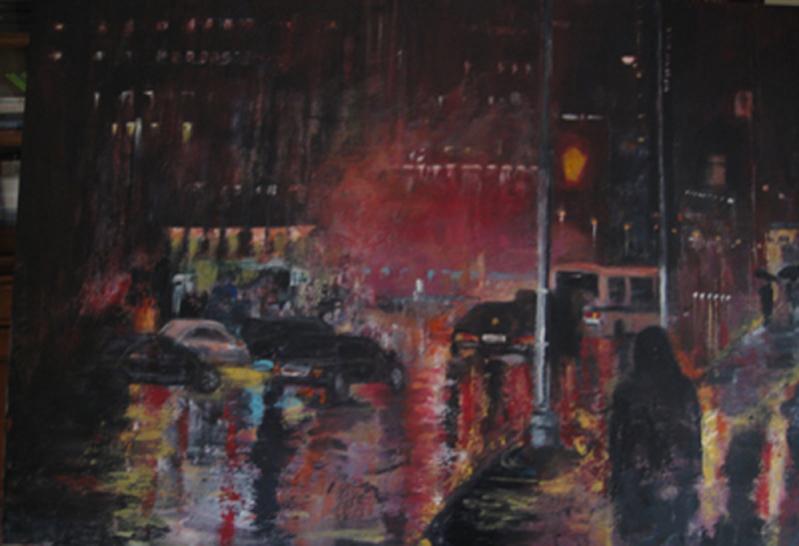New York la nuit sous la pluie - Françoise Cariou - Click to enlarge