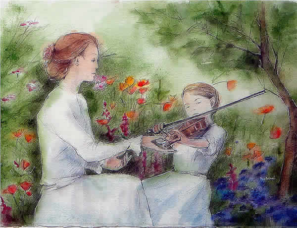 La leçon de violon - Fran Zainal - Cliquer pour afficher en grand