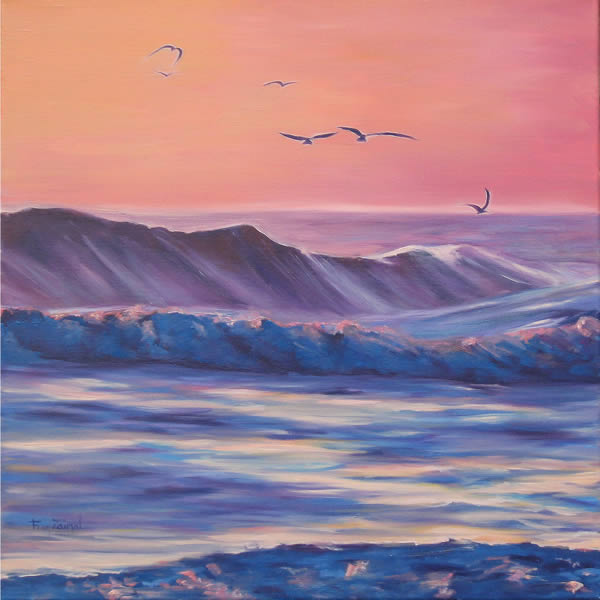 Vagues au soleil levant - Fran Zainal - Cliquer pour afficher en grand