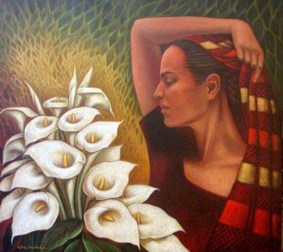 Lady with flowers - Carlos Orduna