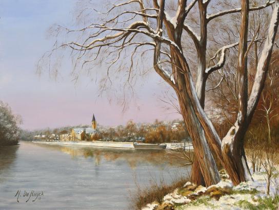 Neige sur le bord de Seine a Andrésy - Michel de Ruyck