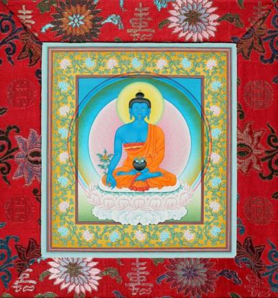 Tibetan Thangka:  Medicine Buddha - Heinz Hoes