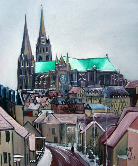 CHARTRES SOUS LA NEIGE - Pierre