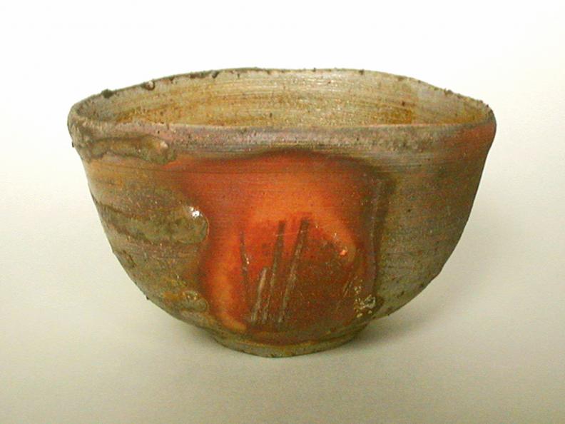Bizen-style Wood-fired Teabowl with Wadding Mark 0 - Makoto Hatori - Click to enlarge