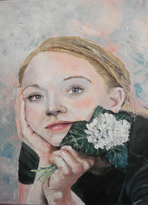 Russian girl with snowdrops - Claudia Mandl