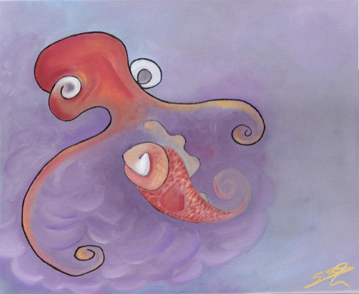 La pieuvre et le petit poisson - Cynthia Guilpin - Cliquer pour afficher en grand