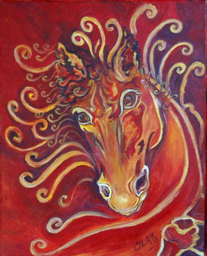 cheval rouge en fète - Ozak