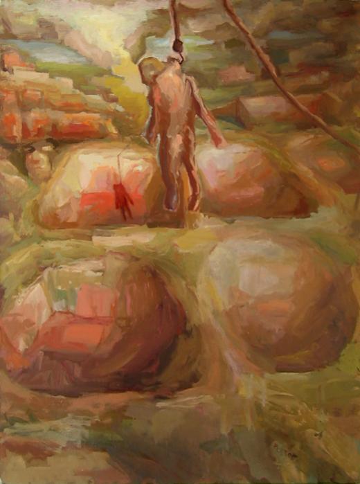 paysage avec personnage - Michel Pezzatti