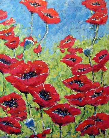 Coquelicots rouge grande toile originale peinte à  - Richard T Pranke
