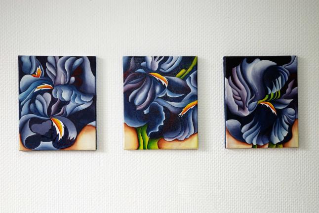 Tryptique d'iris bleus - Christine Audoye - Click to enlarge