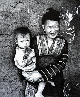 Femme et enfant du Népal - Christine Audoye