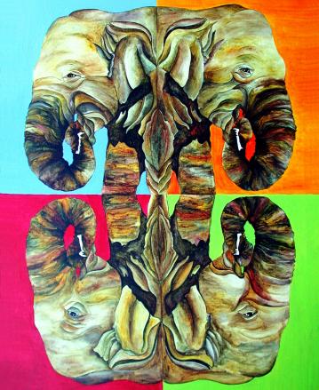 Eléphants multicolores - Christine Audoye