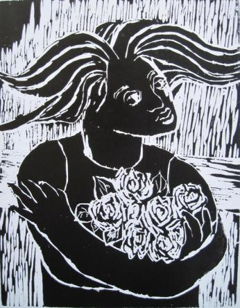 Menina com rosas - Maria Lucia Pacheco