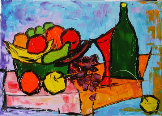 BOUTEILLE DE CIDRE AVEC COUPE AUX FRUITS - Jiel